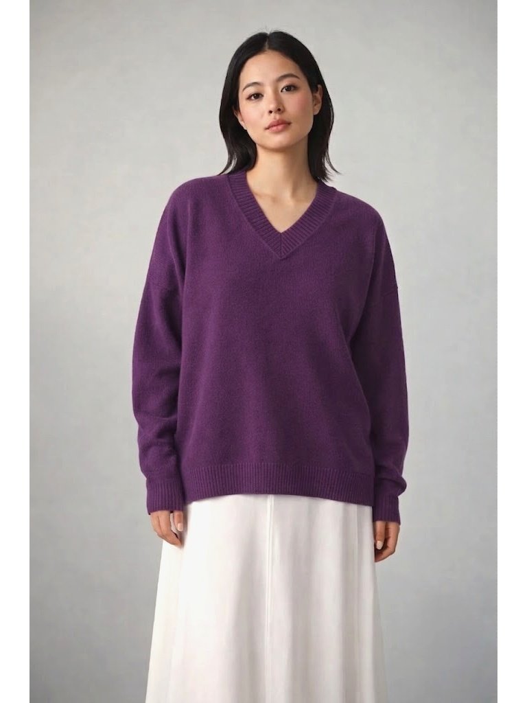 Nwt Colorush Color Rush Coachella Long V In Amethyst Purple Cashmere Sweater Xs